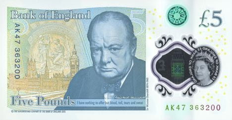 P394 Great Britain 5 Pounds (Polymer) Year 2015